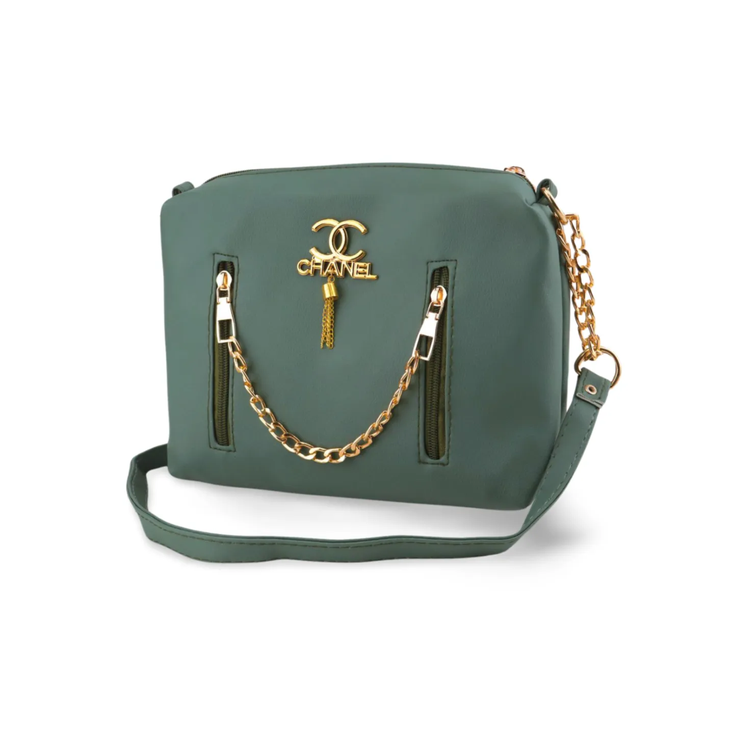 Stylish Crossbody Bag with Luxe Gold Chain and Tassel