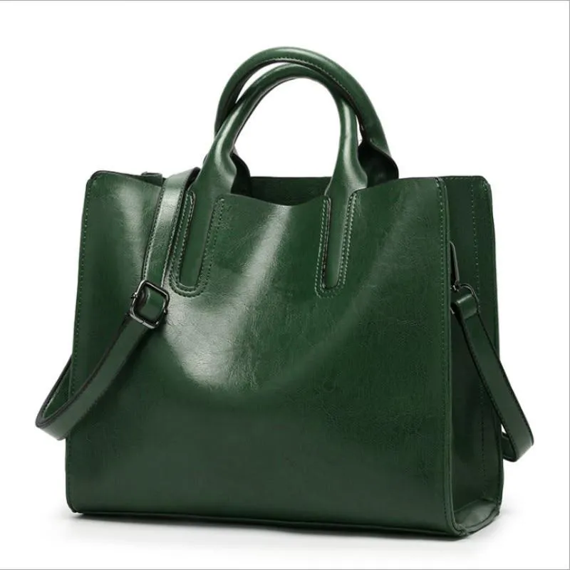 Trendy Casual Women's Leather Tote Bags With One Shoulder Strip