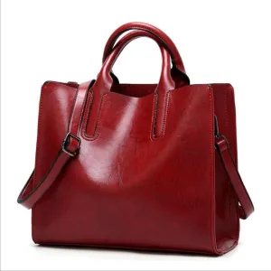 Trendy Casual Women's Leather Tote Bags With One Shoulder Strip