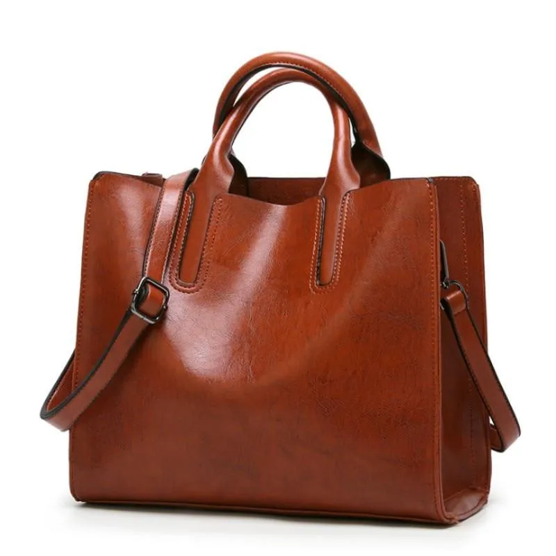 Trendy Casual Women's Leather Tote Bags With One Shoulder Strip