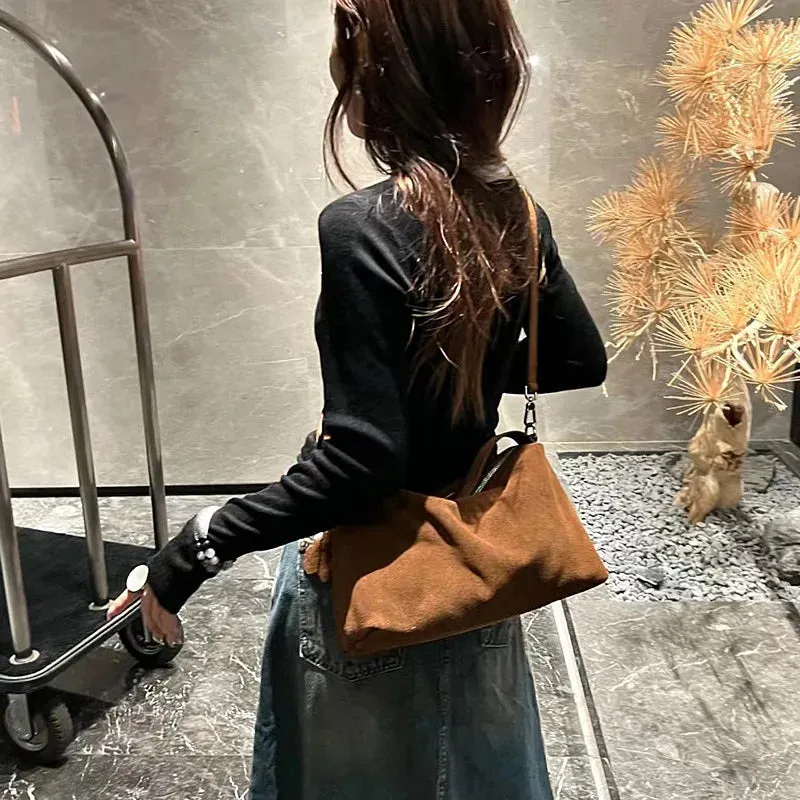 Versatile Retro Matte Cowhide Single Handbag