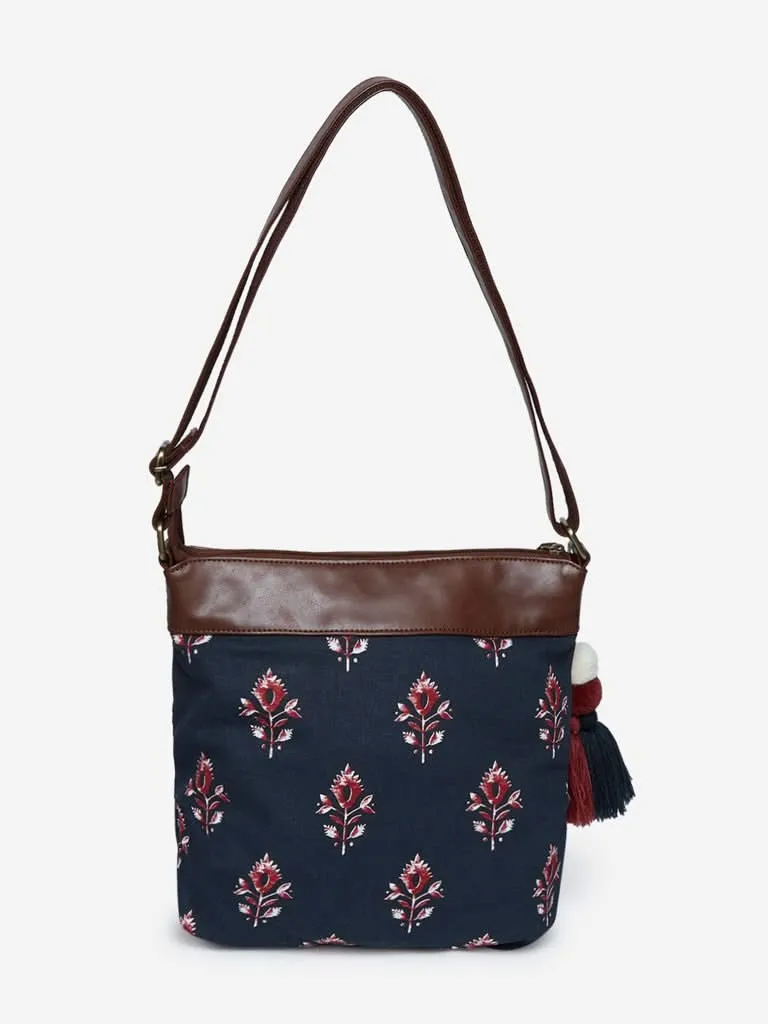 Westside Navy Floral Print Stella Sling Bag