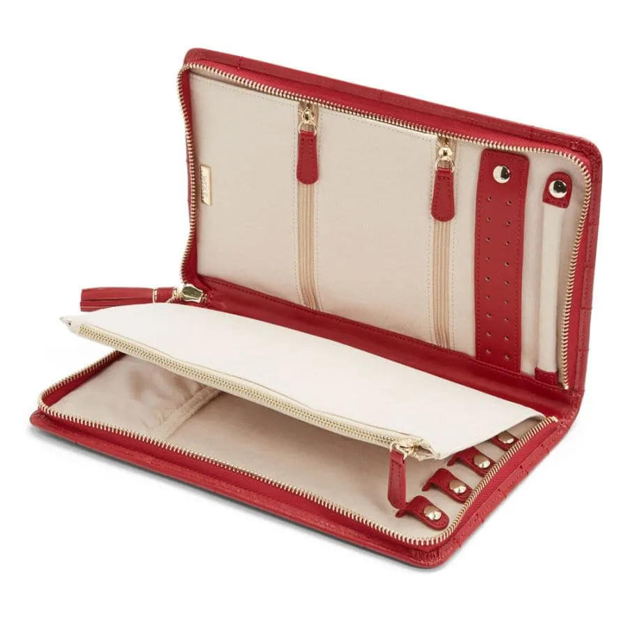 Wolf Caroline Jewelry Portfolio Travel Case - Red