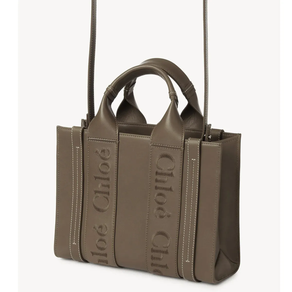 Woody Tote Small Leather, Army