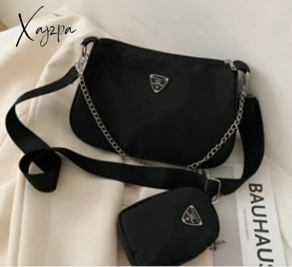 Xajzpa - New Retro Women Crossbody Bags Style Crescent Chain Underarm Shoulder Bags Women High Quality Square Solid Bags