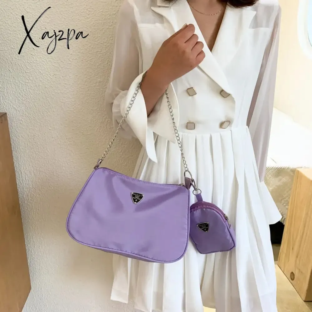 Xajzpa - New Retro Women Crossbody Bags Style Crescent Chain Underarm Shoulder Bags Women High Quality Square Solid Bags