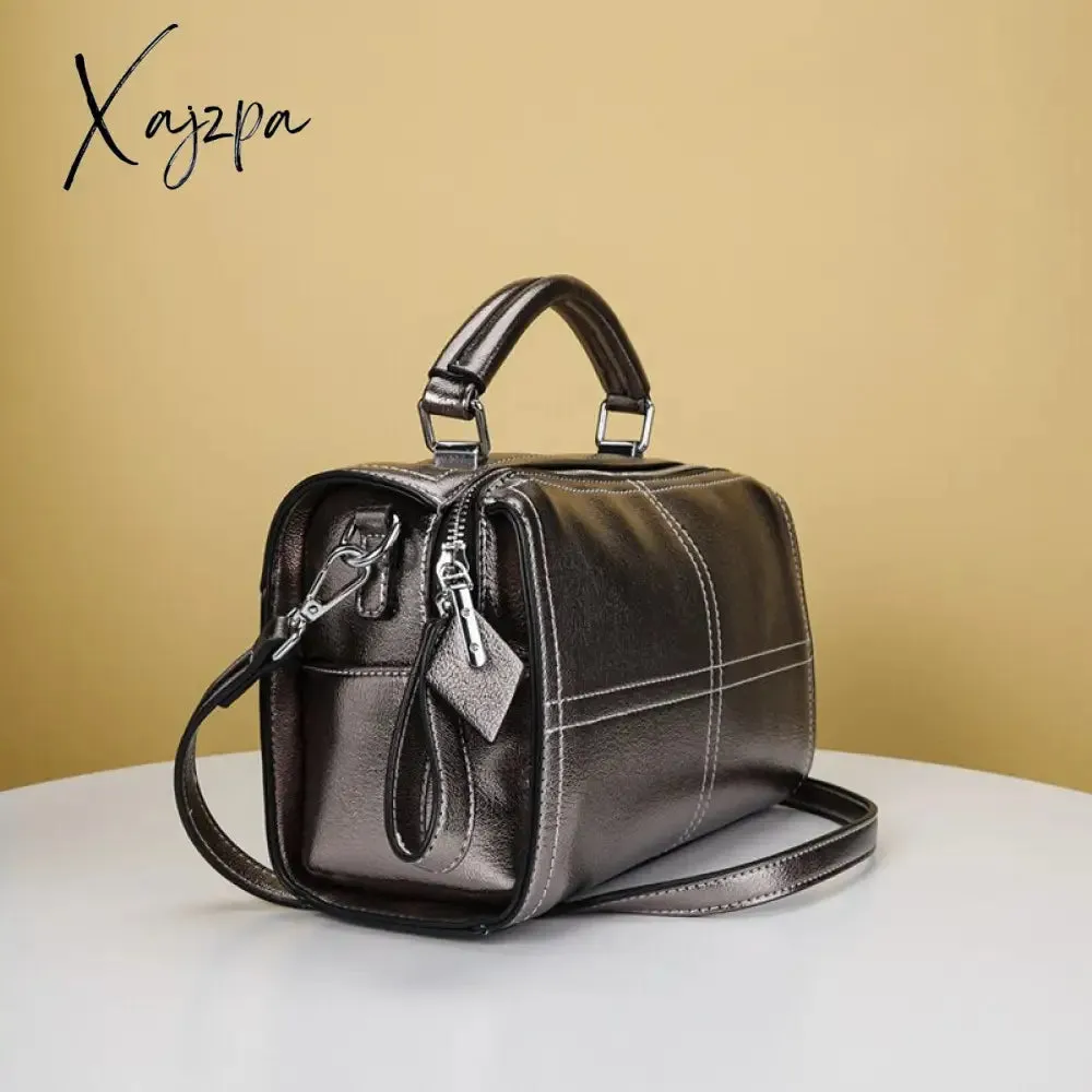 Xajzpa - Women's Luxury Designer Handbag Female Pu Leather Shoulder Bags Boston 2 Straps Sling Bags for Women