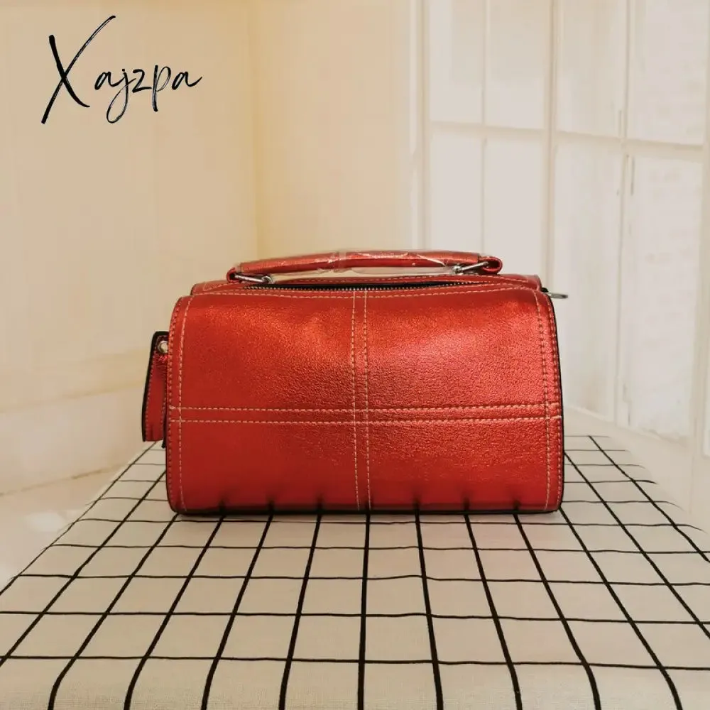 Xajzpa - Women's Luxury Designer Handbag Female Pu Leather Shoulder Bags Boston 2 Straps Sling Bags for Women